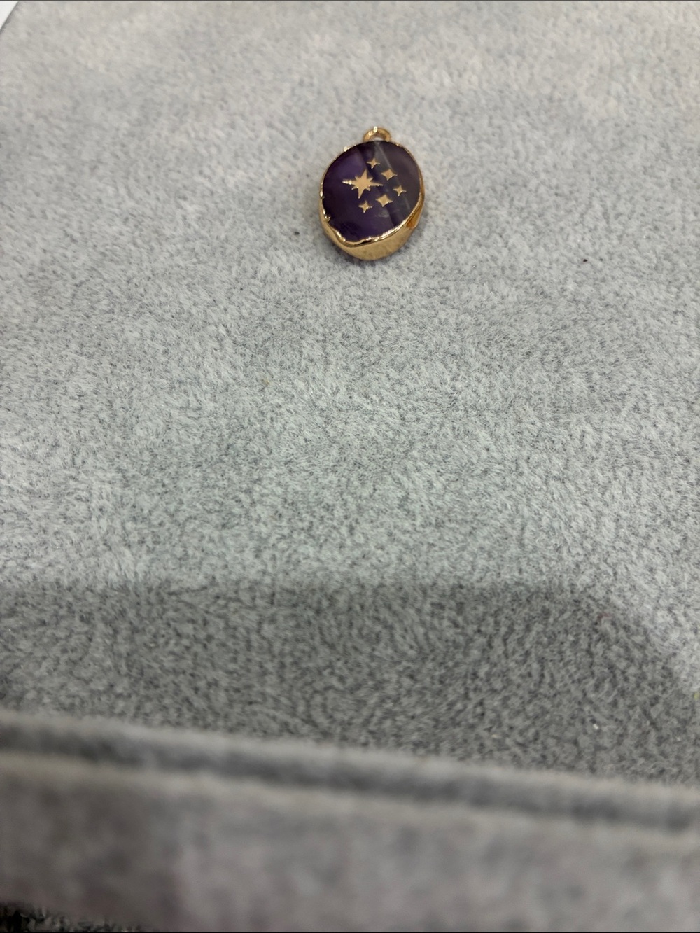 Gold Bezel Amethyst Stone Celestial Pendant Necklace Charm